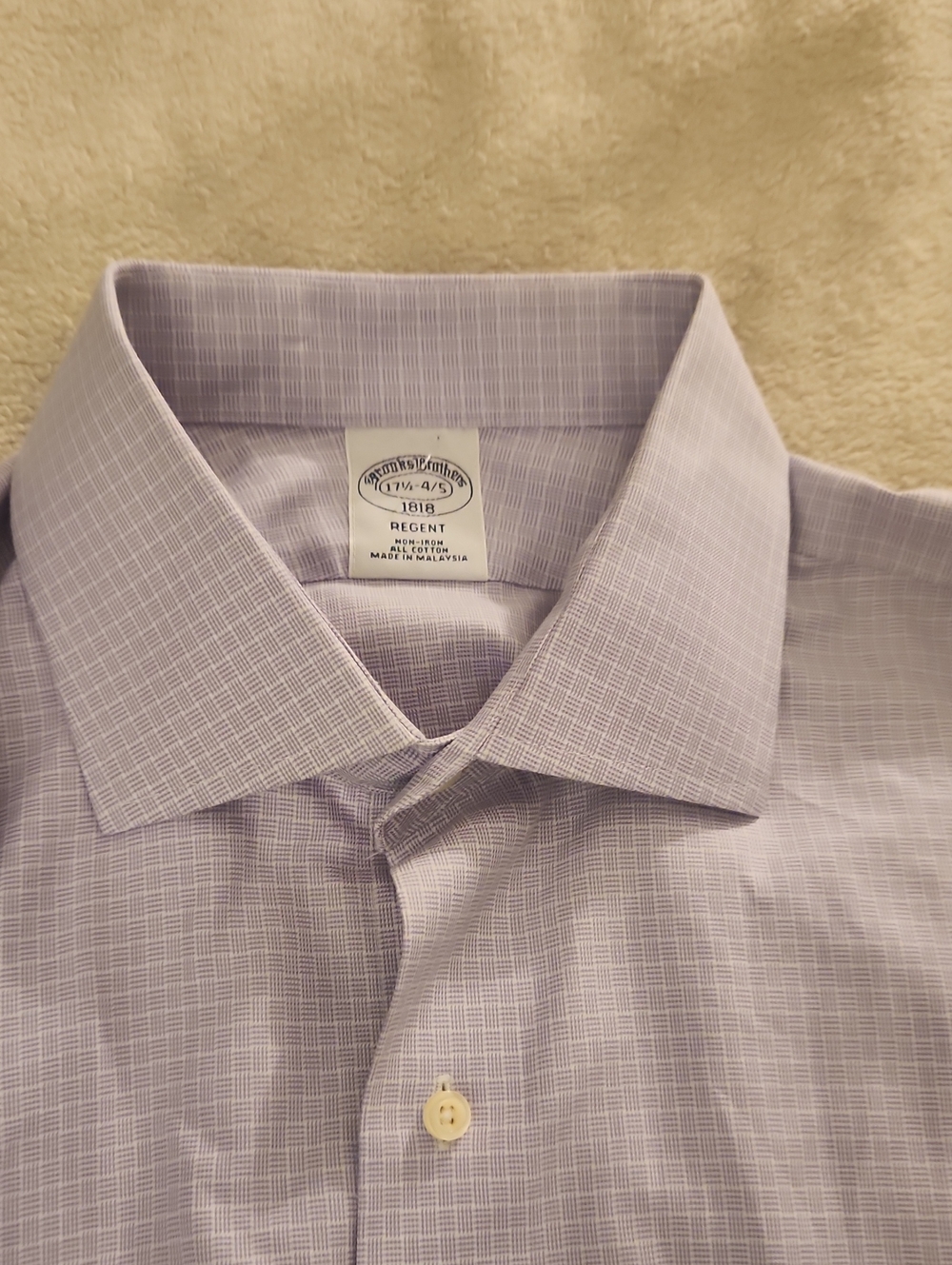 Brooks Brothers Regent Lavender Check Dress Shirt Men’s 17 34/35 - Picture 4 of 8